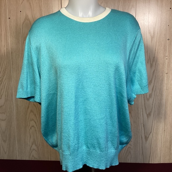 Vintage Sweater Set aqua and purple made by Miata Sport in USA womens size 16 - Picture 4 of 11